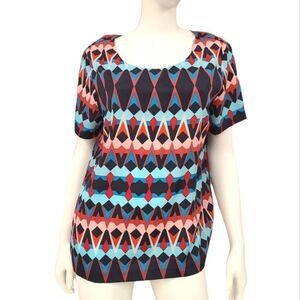 J. CREW Geometric Print Top sz Large